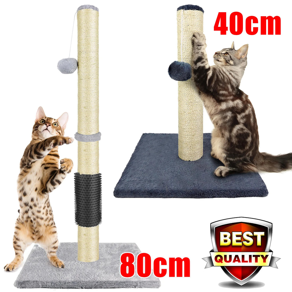 Cat Scratch Pole Sisal High-Density Cats Scratcher Turntable Board Toy Grab Column Pet Supplies Climb Frame 40Cm/80Cm