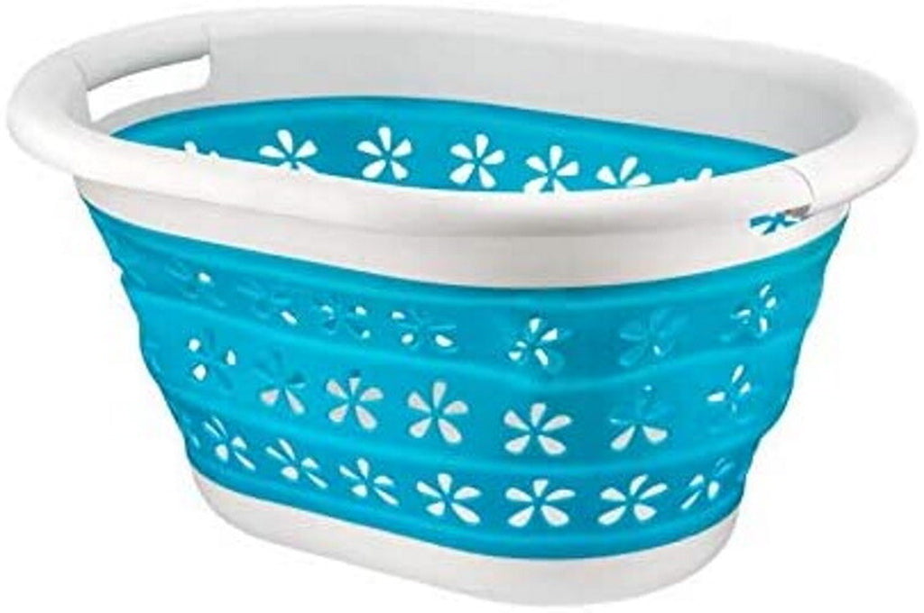 Collapsible Laundry Basket Washing Clothes Bin Foldable Space Saving Oval Pop Up
