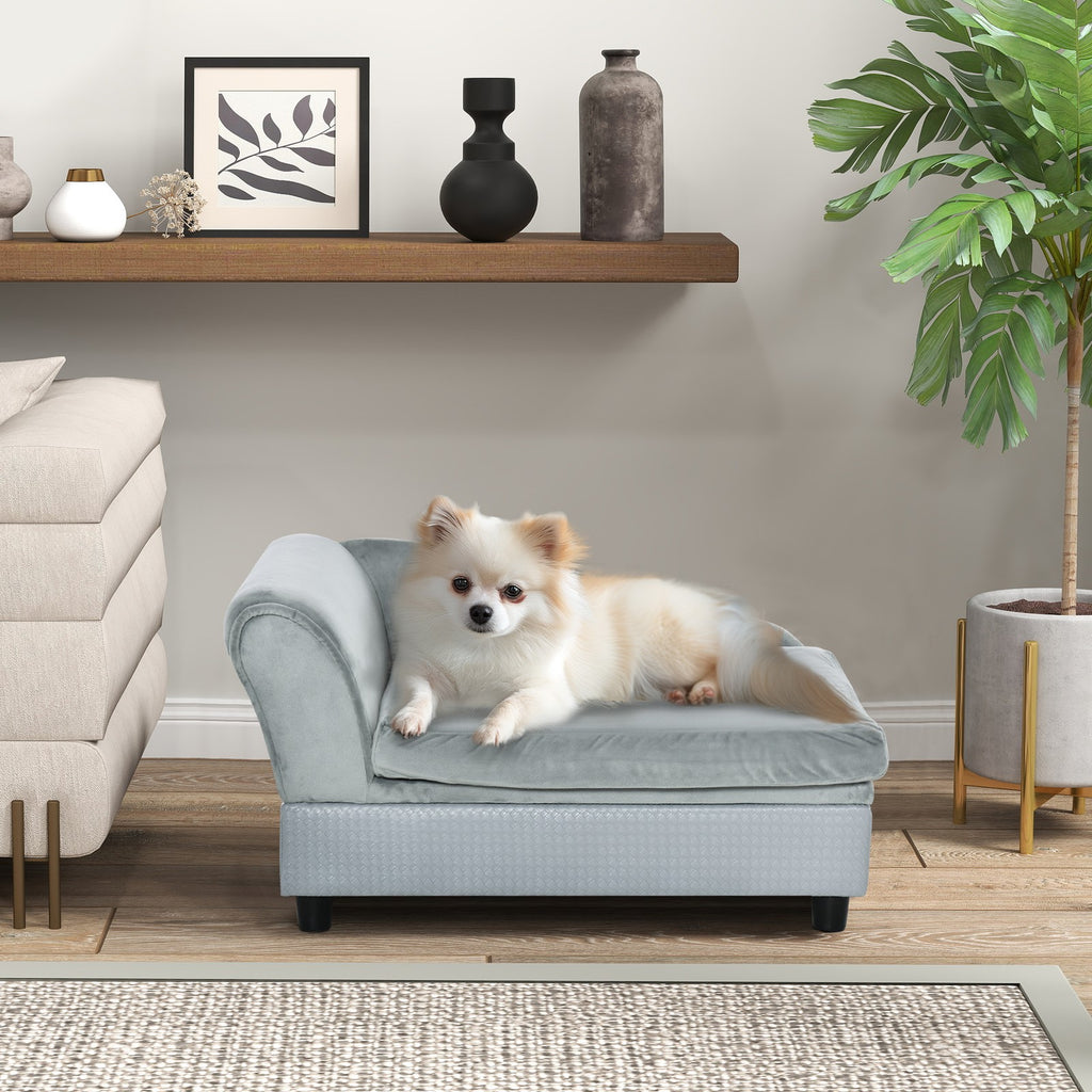 Dog Sofa for XS and S Dogs Pet Chair Couch W/ Soft Cushion Storage Space - Grey