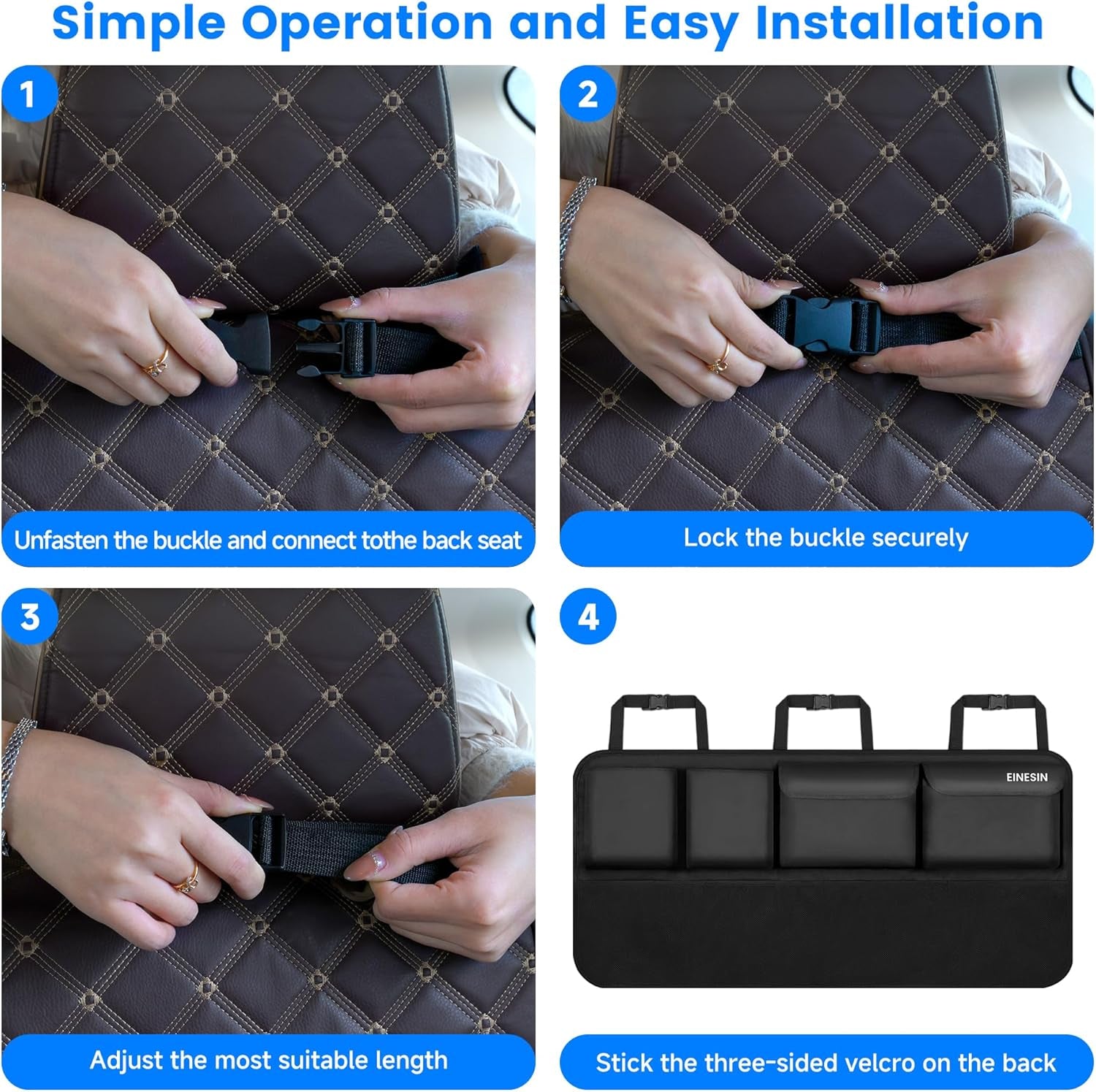 Car Trunk Organizer, Car Boot Organiser with 7 Pockets,Trunk Bag with Elastic Magic Wand Structure for SUV