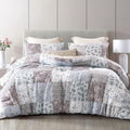 Double Size Coverless Duvet Set 7.5Tog, Patchwork Floral Bed Cover Bedding Comforter Duvets Sets for All Seasons, Machine Washable, 200×200CM, Grey