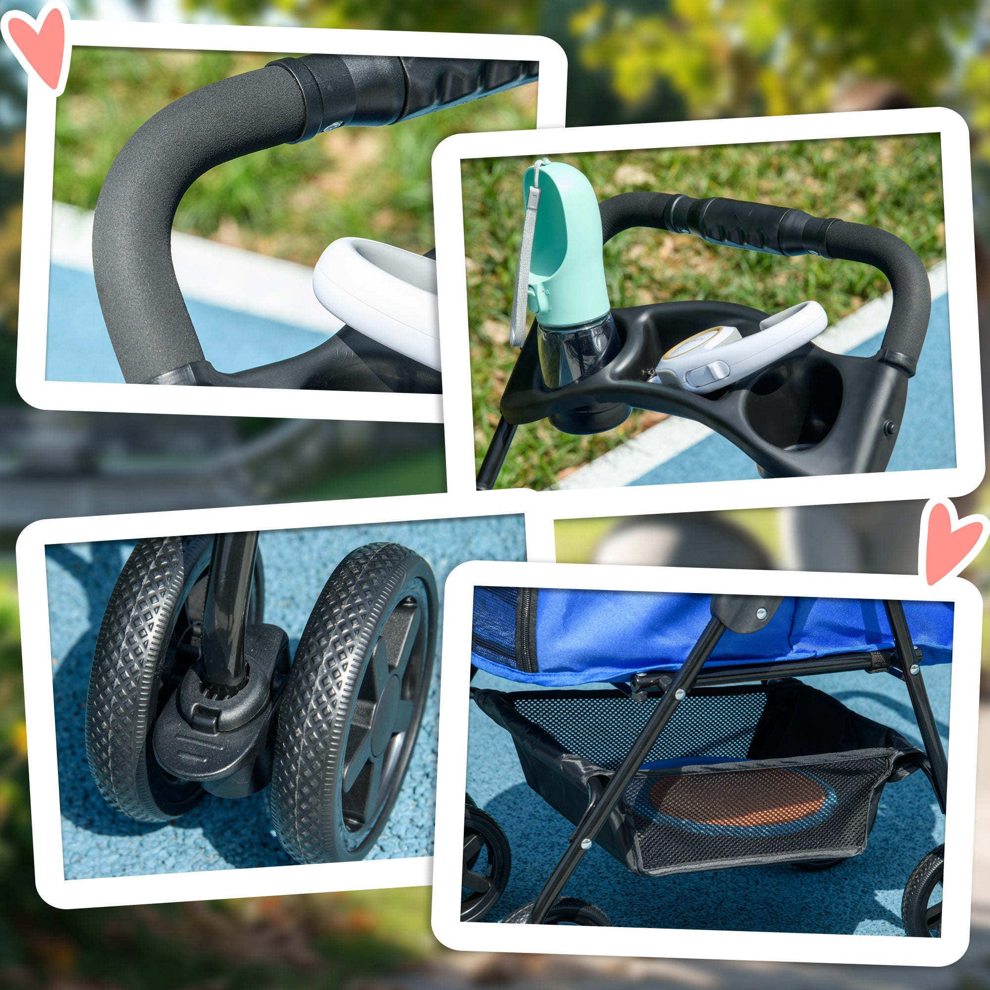 Pet Stroller Foldable Travel Carriage W/ Brake Basket Adjustable Canopy, Black