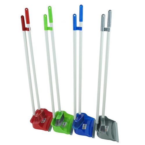 2Pcs Sweeping Set Dustpan Brush with Long Handle Sweeping Set with Rubber Lip