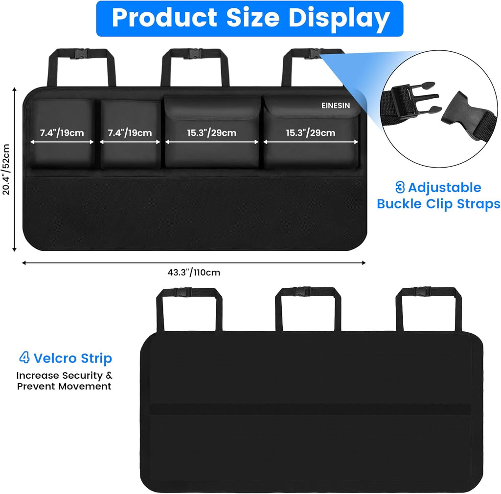 Car Trunk Organizer, Car Boot Organiser with 7 Pockets,Trunk Bag with Elastic Magic Wand Structure for SUV