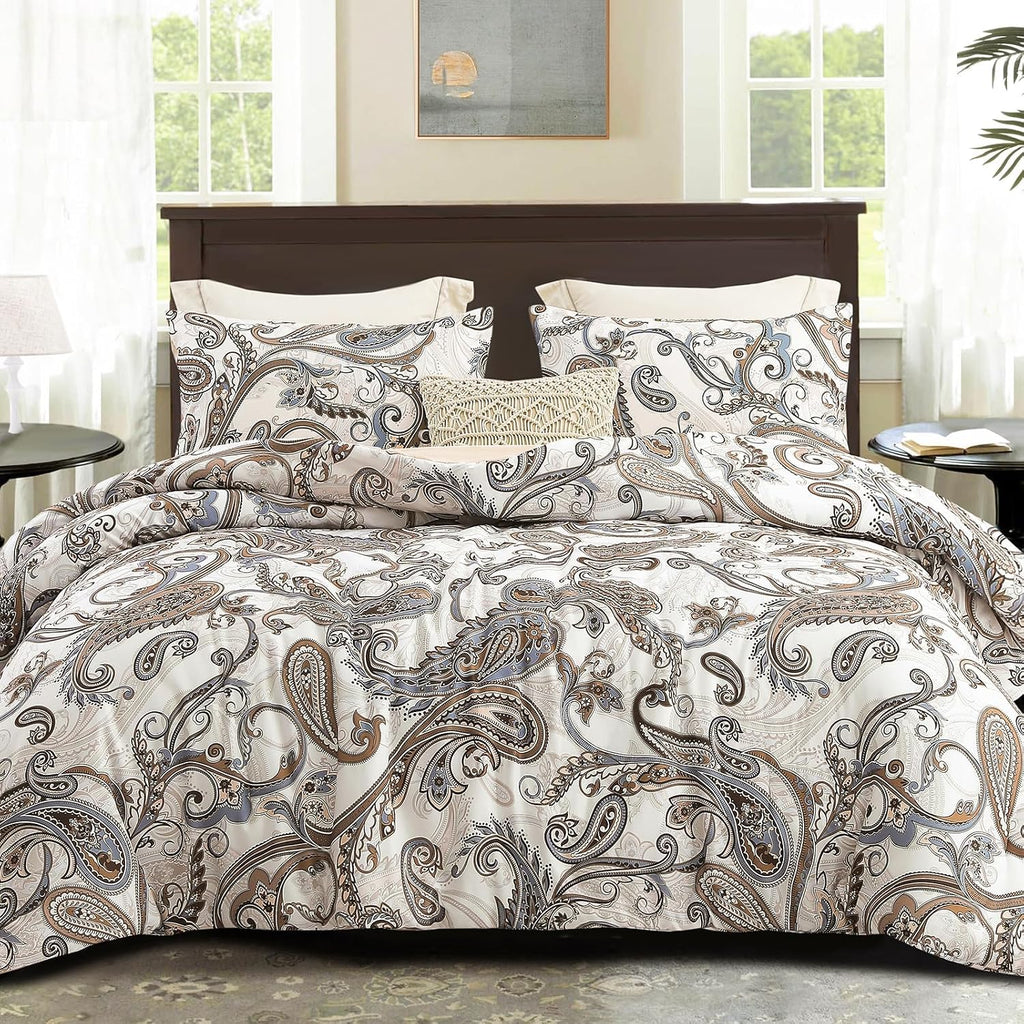 King Size Coverless Duvet Set 7.5 Tog, Paramecium Pattern Bed Cover Bedding Comforter Duvets Sets for All Seasons, Machine Washable, 220×230CM, Bone